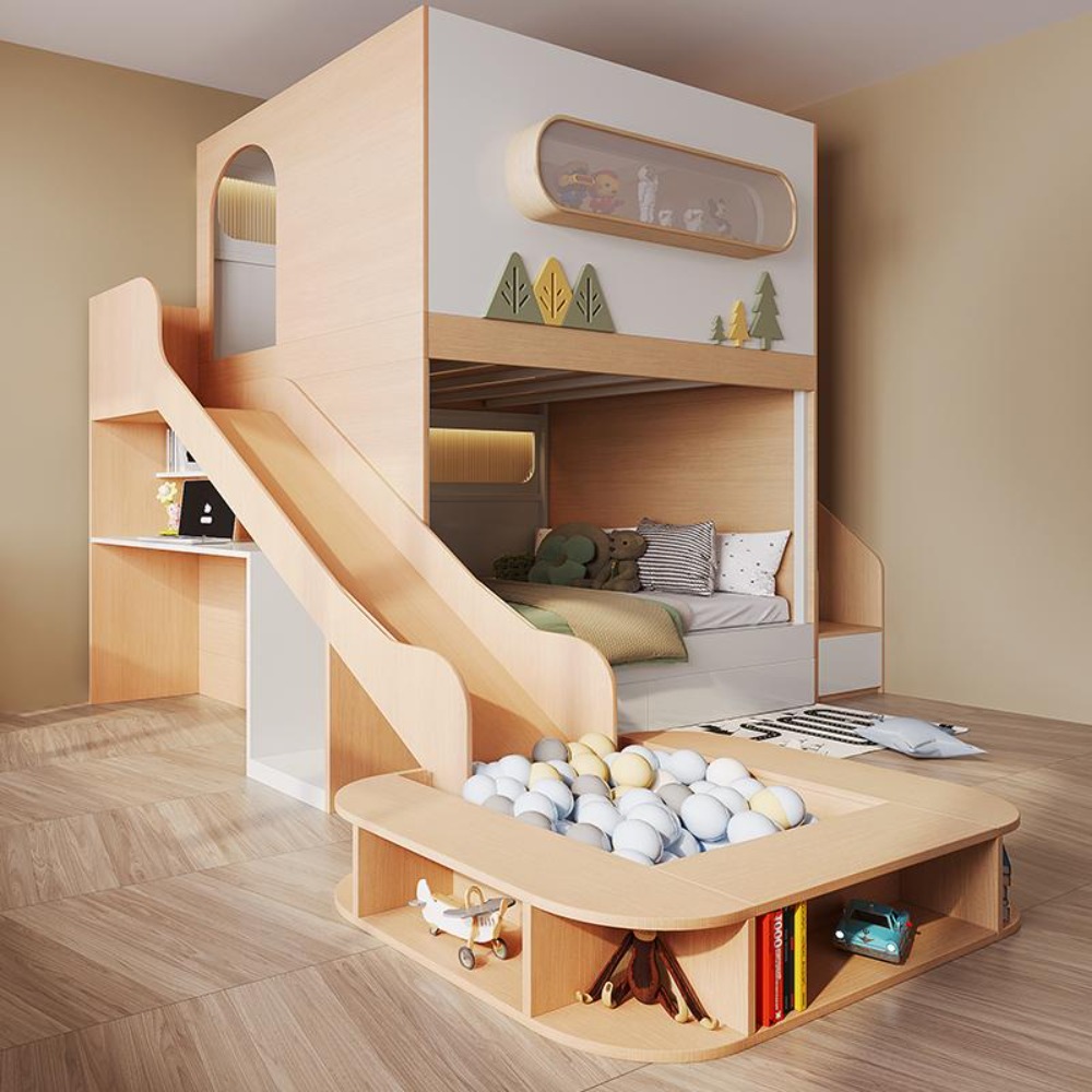 미니 우주선 모양의 트리하우스 2층 침대 세트: 미끄럼 - Bunk Bed With Stairs And Slide 리뷰 및 가격